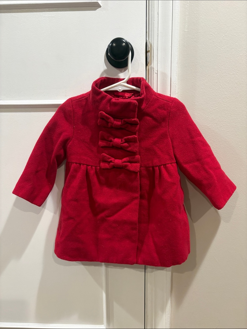 GAP Girls Red Bow-Front Pea Coat
